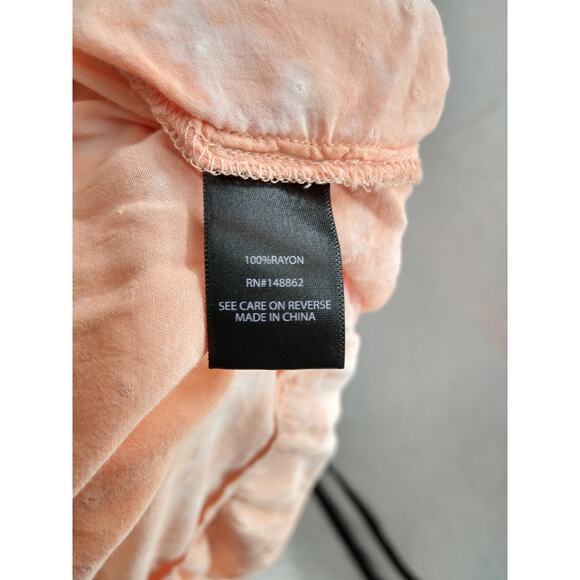 Torrid Kimono 2X Tie Dye Clip Dot Tiered Tie Front Short Sleeve Cover Up Peach - Picture 12 of 13